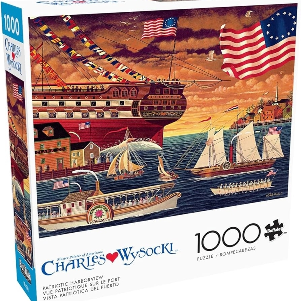 Charles Wysocki-"Patriotic Harborview"-1000-Piece Jigsaw Puzzle  Buffalo Games